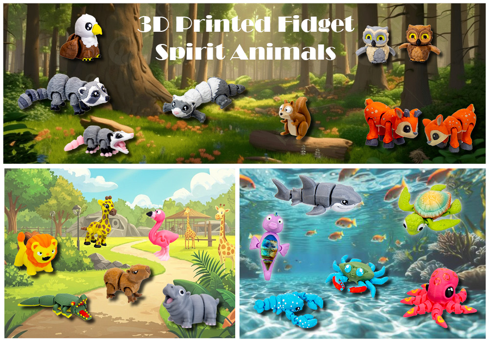 3d fidget dragons and Spirit Animals